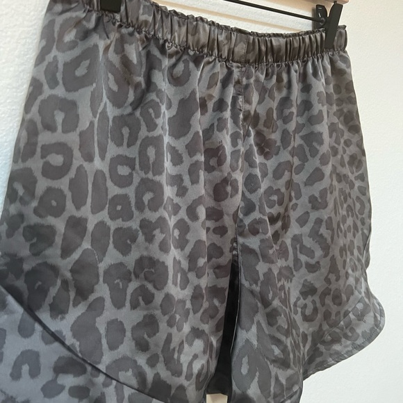Express Satin Sleepwear Grey Animal Print Leopard Pajama Shorts - Picture 6 of 9